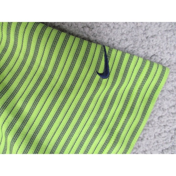 Nike Golf Polo Shirt Men's Large Green Striped Dri-Fit UV Short Sleeve Embroider - Picture 5 of 12